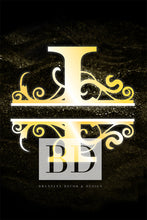 Load image into Gallery viewer, “ I ” Initial for Gold and Black  -Vertical Framed Portrait-