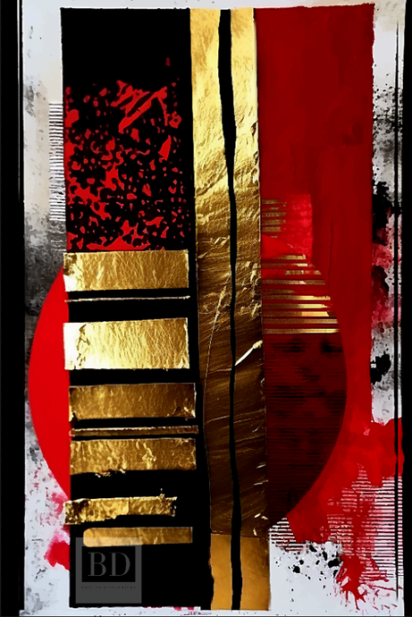 Abstraction Fields Red & Gold Void