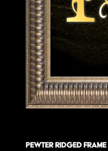 “E” Initial for Gold and Black  -Vertical Framed Portrait-