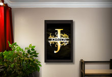 Load image into Gallery viewer, “G” Initial for Gold and Black  -Vertical Framed Portrait-