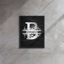 Load image into Gallery viewer, B Black &amp; Chrome Vertical Split Initial Monogram on Canvas