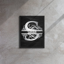 Load image into Gallery viewer, S Black &amp; Chrome Vertical Split Initial Monogram on Canvas