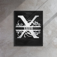 Load image into Gallery viewer, X Black &amp; Chrome Vertical Split Initial Monogram on Canvas