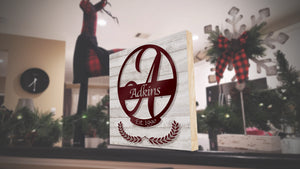H-Table Top Family Name Monogram 8in x 8in