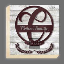 Load image into Gallery viewer, C-Table Top Family Name Monogram 8in x 8in