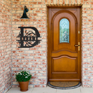 D Barn Door Split Letter Steel Custom Monogram