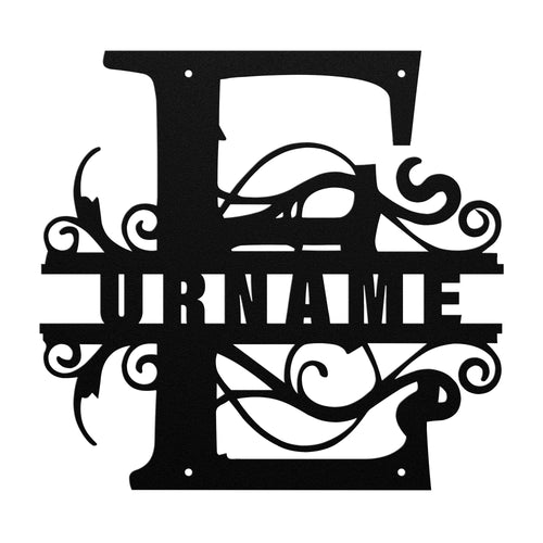 E Barn Door Split Letter Steel Custom Monogram
