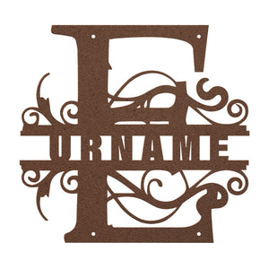 E Barn Door Split Letter Steel Custom Monogram _2023