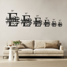 Load image into Gallery viewer, E Barn Door Split Letter Steel Custom Monogram _2023
