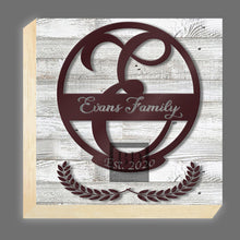 Load image into Gallery viewer, E-Table Top Family Name Monogram 8in x 8in