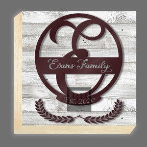 E-Table Top Family Name Monogram 8in x 8in