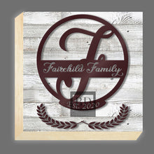 Load image into Gallery viewer, F-Table Top Family Name Monogram 8in x 8in