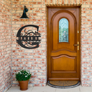 G Barn Door Split Letter Steel Custom Monogram