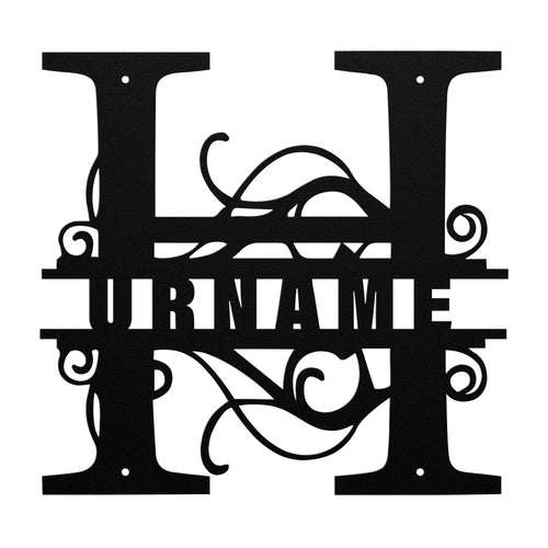 H Barn Door Split Letter Steel Custom Monogram