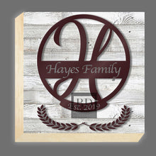 Load image into Gallery viewer, H-Table Top Family Name Monogram 8in x 8in