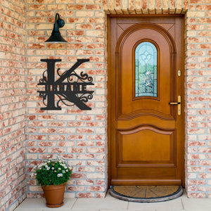 K Barn Door Split Letter Steel Custom Monogram