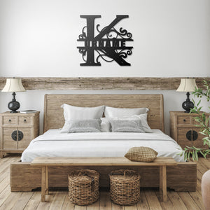 K Barn Door Split Letter Steel Custom Monogram