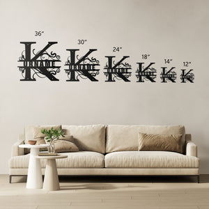 K Barn Door Split Letter Steel Custom Monogram