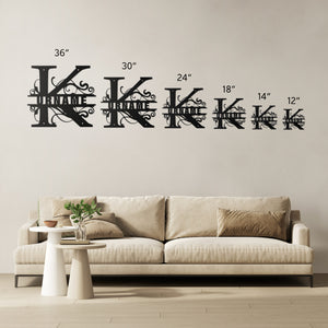 K Barn Door Split Letter Steel Custom Monogram