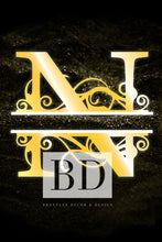 Load image into Gallery viewer, “N” Initial for Gold and Black  -Vertical Framed Portrait-