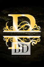 Load image into Gallery viewer, “P” Initial for Gold and Black  -Vertical Framed Portrait-