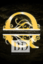 Load image into Gallery viewer, “Q” Initial for Gold and Black  -Vertical Framed Portrait-