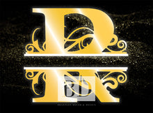 Load image into Gallery viewer, &quot;R” Initial for Gold and Black  -Horizontal Framed Portrait-