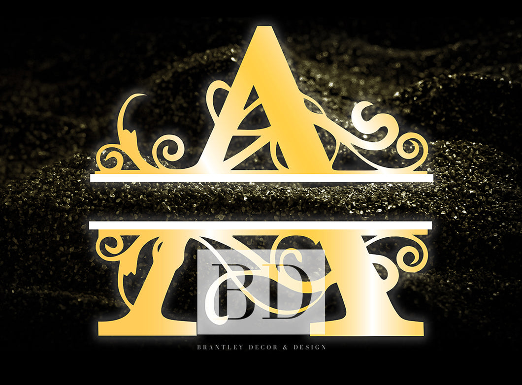 “A” Initial for Gold and Black  -Horizontal Framed Portrait-
