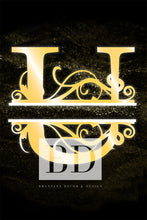 Load image into Gallery viewer, “U” Initial for Gold and Black  -Vertical Framed Portrait-