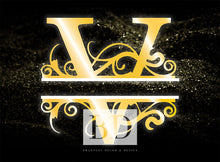 Load image into Gallery viewer, &quot;V” Initial for Gold and Black  -Horizontal Framed Portrait-