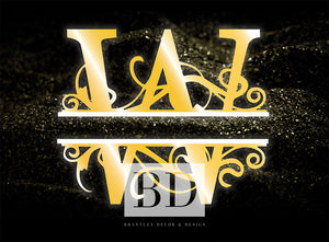 "W” Initial for Gold and Black  -Horizontal Framed Portrait-