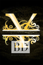 Load image into Gallery viewer, “Y” Initial for Gold and Black  -Vertical Framed Portrait-