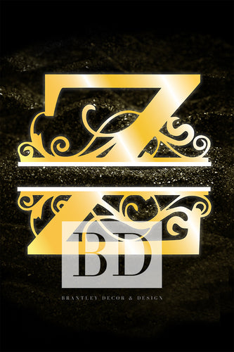 “Z” Initial for Gold and Black  -Vertical Framed Portrait-