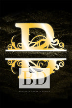 Load image into Gallery viewer, “B” Initial for Gold and Black  -Vertical Framed Portrait-