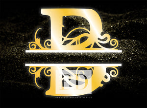 “B” Initial for Gold and Black  -Horizontal Framed Portrait-