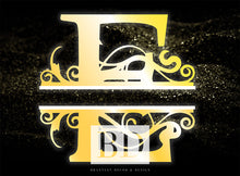 Load image into Gallery viewer, &quot;E” Initial for Gold and Black  -Horizontal Framed Portrait-