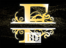Load image into Gallery viewer, &quot;F” Initial for Gold and Black  -Horizontal Framed Portrait-