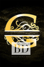 Load image into Gallery viewer, “G” Initial for Gold and Black  -Vertical Framed Portrait-