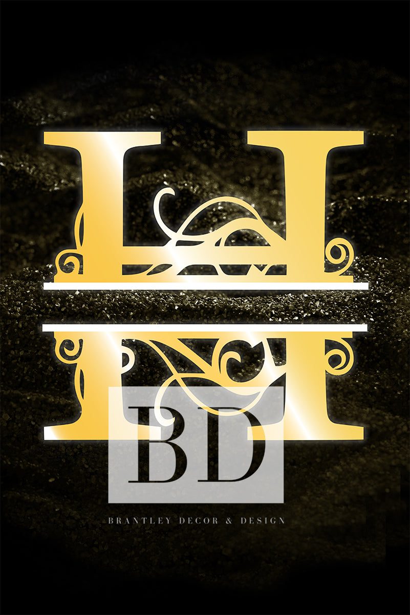 “H” Initial for Gold and Black  -Vertical Framed Portrait-