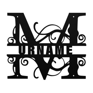 M Barn Door Split Letter Steel Custom Monogram