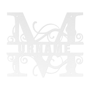 M Barn Door Split Letter Steel Custom Monogram