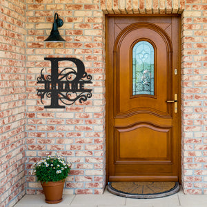 P Barn Door Split Letter Steel Custom Monogram