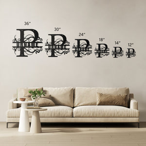 P Barn Door Split Letter Steel Custom Monogram