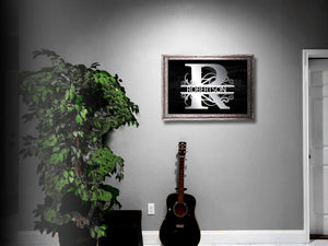 “B” Initial for Black and Chrome  -Horizontal Framed Portrait-