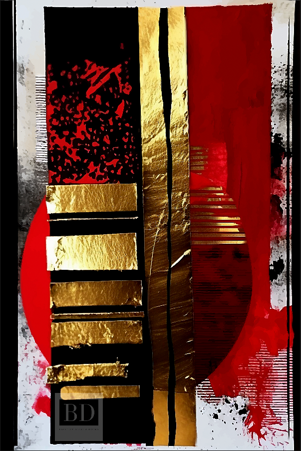 Abstraction Fields Red & Gold Void