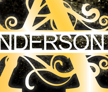 Load image into Gallery viewer, &quot;W” Initial for Gold and Black  -Horizontal Framed Portrait-