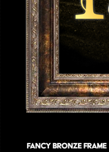 Load image into Gallery viewer, “E” Initial for Gold and Black  -Vertical Framed Portrait-