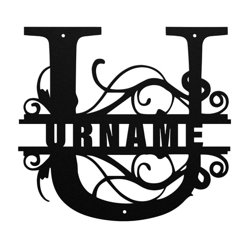 U Barn Door Split Letter Steel Custom Monogram