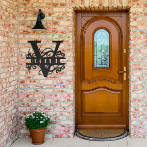 V Barn Door Split Letter Steel Custom Monogram