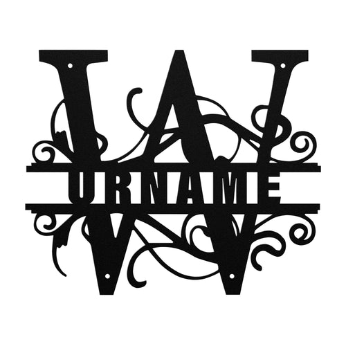 W Barn Door Split Letter Steel Custom Monogram